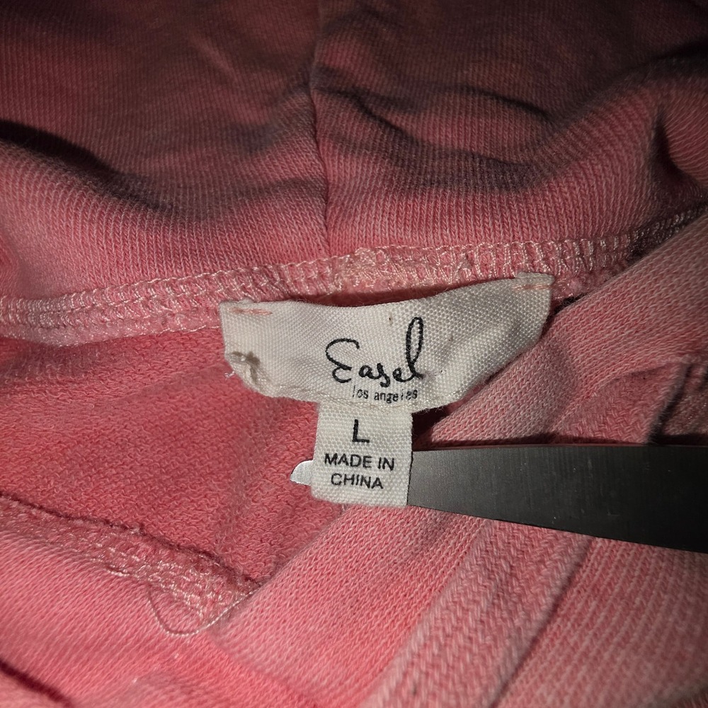 Easel Pink Mineral Wash Lightning Smiley Face Oversized Hoodie Large ET18167 - Picture 4 of 8